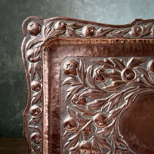 Arts And Crafts Repousse Copper Tray
