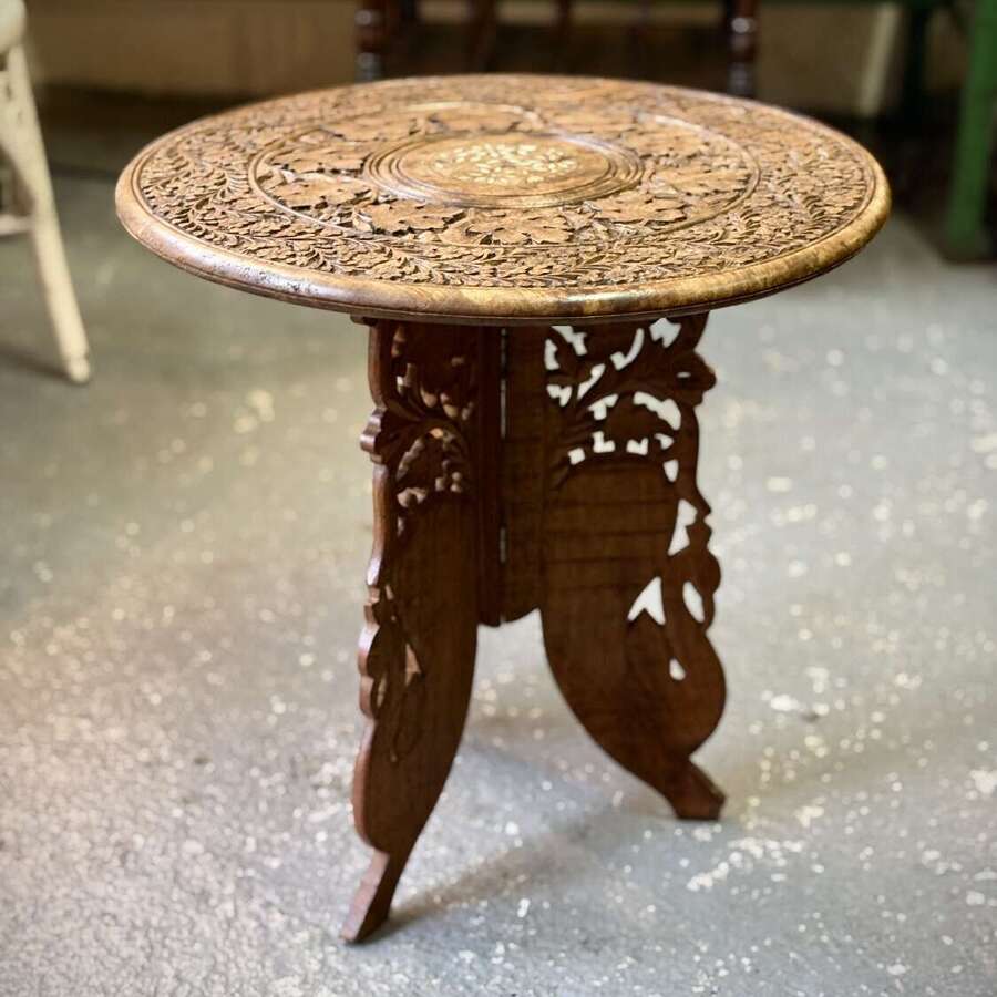 Vintage Carved Indian Side Table