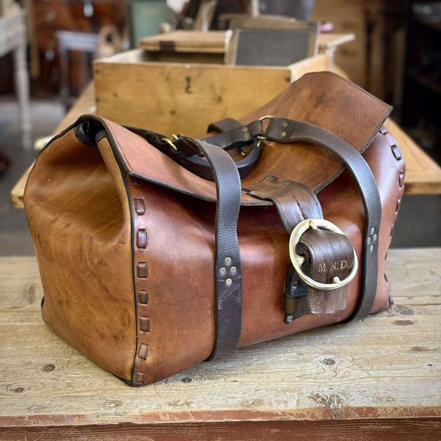 Vintage American leather duffel bag