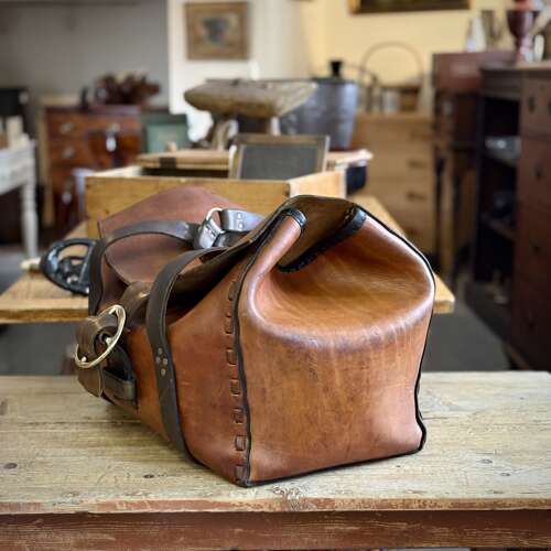 Vintage American leather duffel bag