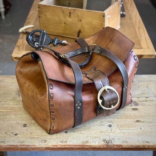 Vintage American leather duffel bag