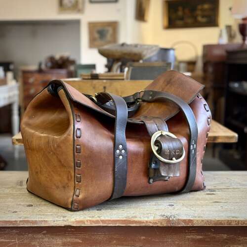 Vintage American leather duffel bag