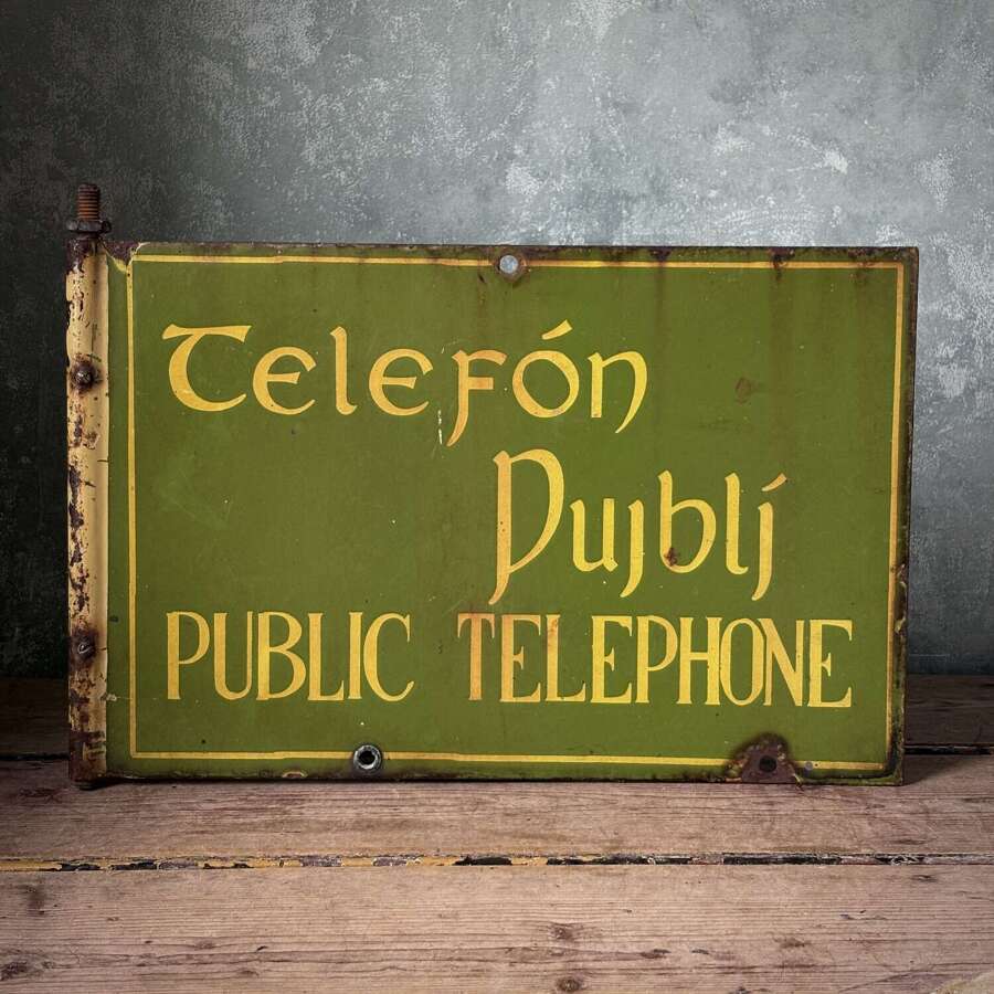 Original 1920s Irish telephone enamel sign